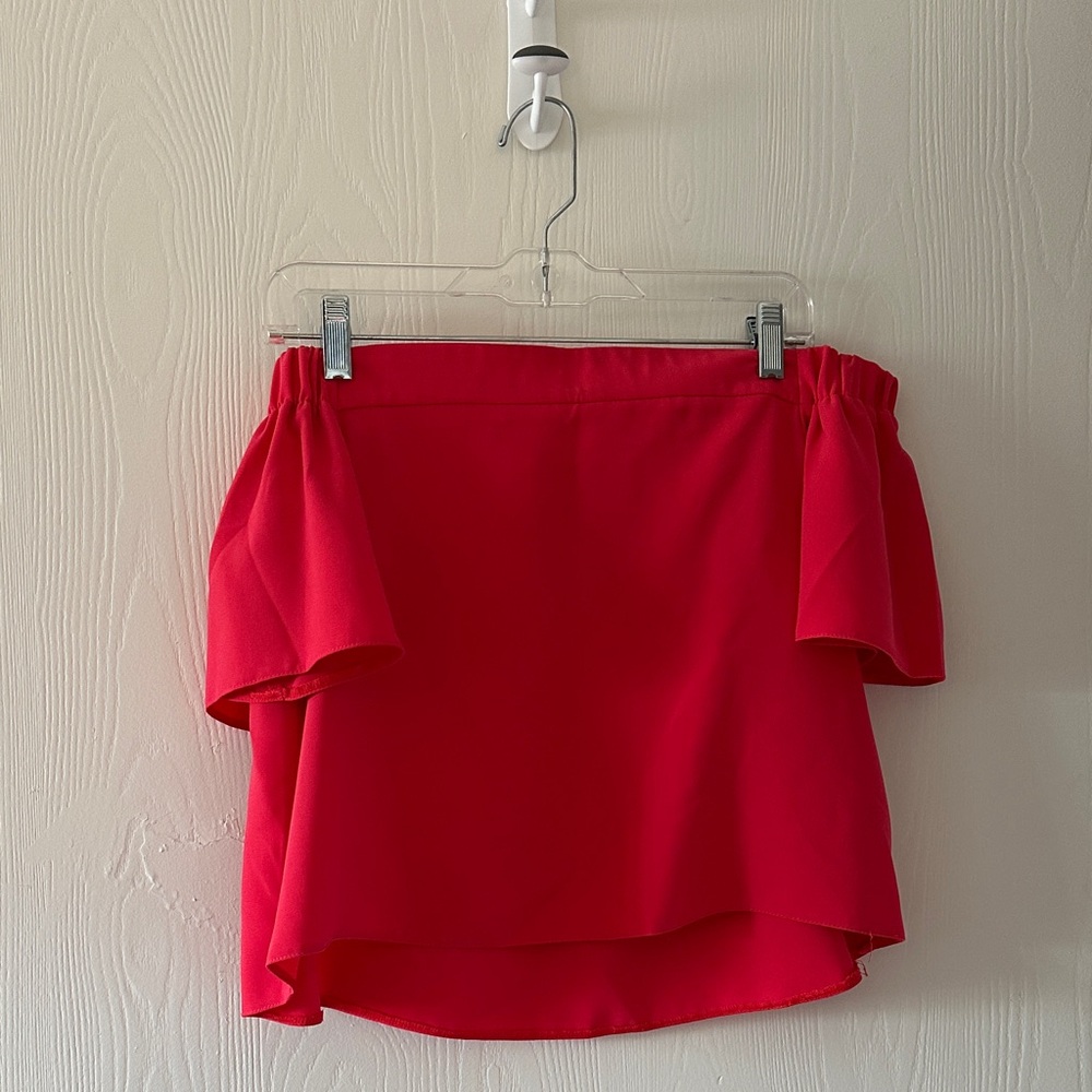 Topshop Hot Pink Off-Shoulder Top